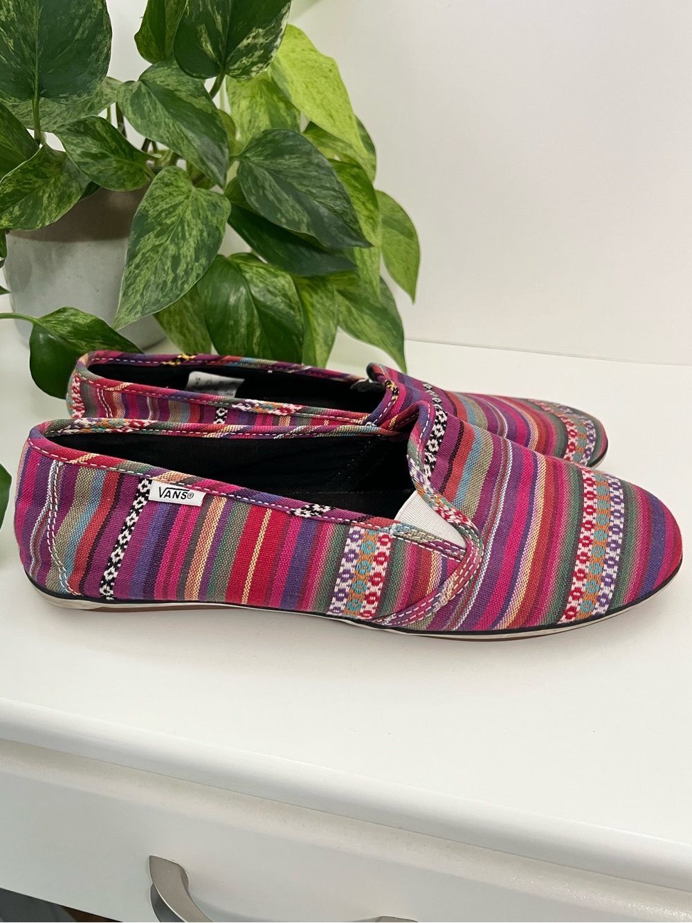 Vans Colourful Slip on Loafers, Size 8.5